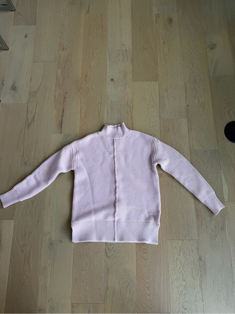 Soft Pink Ribbed Mock Neck Sweater